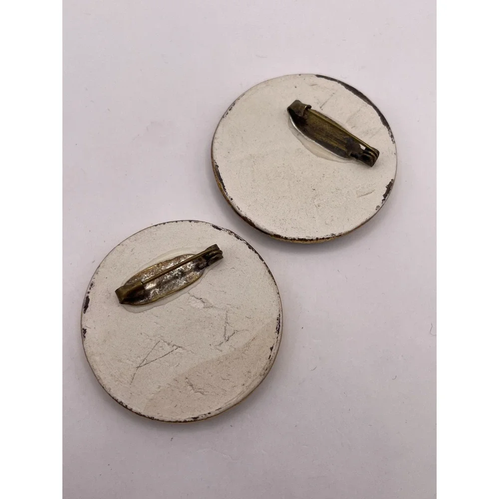 Vintage Portrait Ship Brooch Pair
